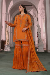 3 Piece Khaddi Net Embroidered Suit (AW0001)